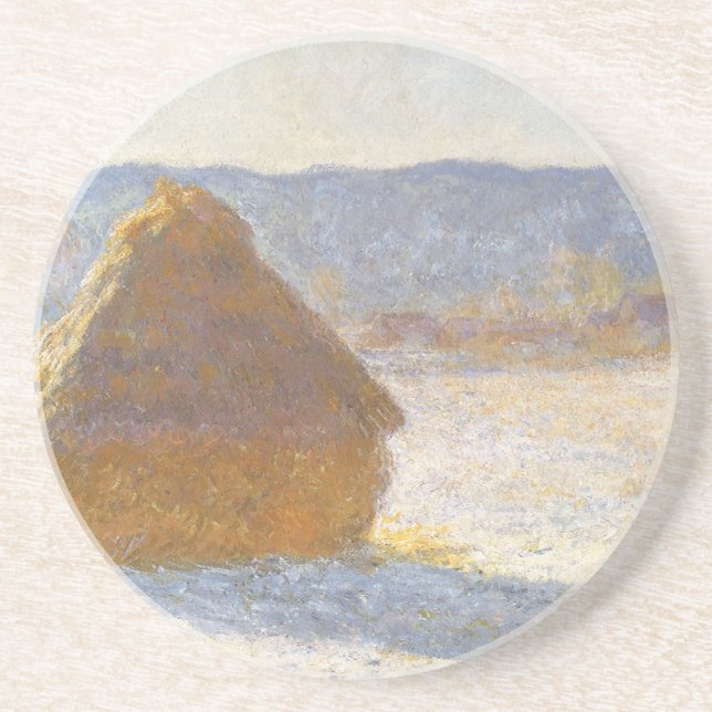 Höststack på morgonen, Snöeffekt av Claude Monet Underlägg (Framsidan)