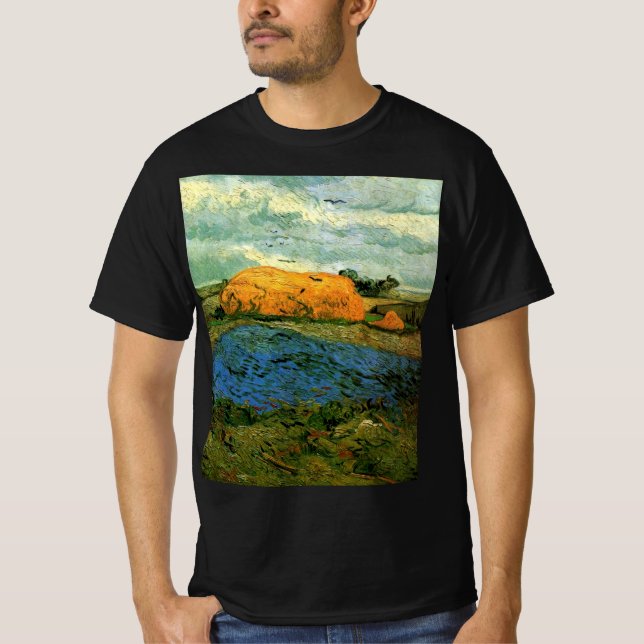 Höststackar under en regnig himmel av Vincent van  T Shirt (Framsida)