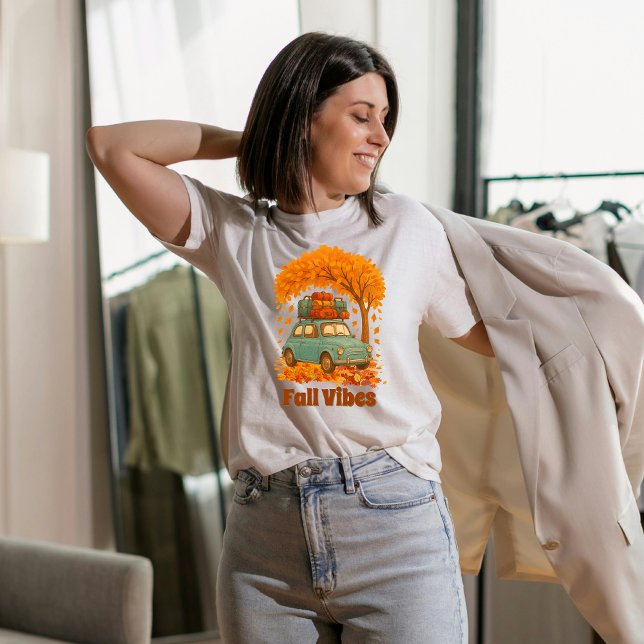 Höststämning Retro Bil Höstlöv T Shirt (Skapare uppladdad)