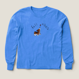 Höststämning Söt Corgi Blå Långärmad Barntröja T Shirt
