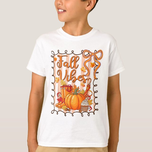 Höststämning Thanksgiving Pumpa Coquette Båge Höst T Shirt (Framsida)