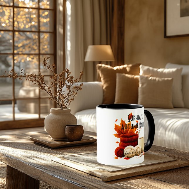 Höststickningsmugg – mysig garn & kaffestämning mugg (Skapare uppladdad)