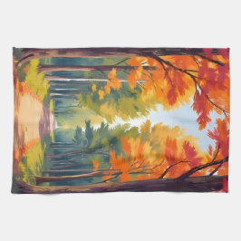 Höststig Höstlöv Akvarell Landskap Kökshandduk