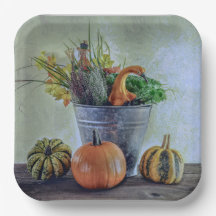 Höststilleben med pumpor, blommor