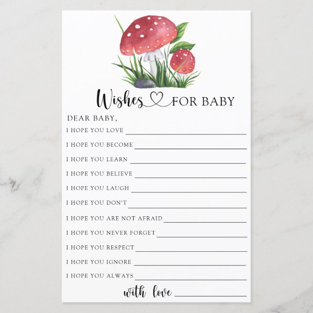 Höstsvamp Baby shower Önskningar för bebis (Framsida)