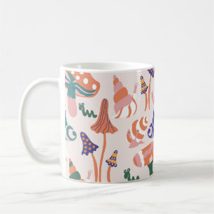 Höstsvampar, färglös, sömlös design. kaffemugg