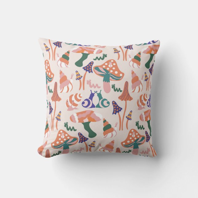 Höstsvampar, färglös, sömlös design. kudde (Framsida)