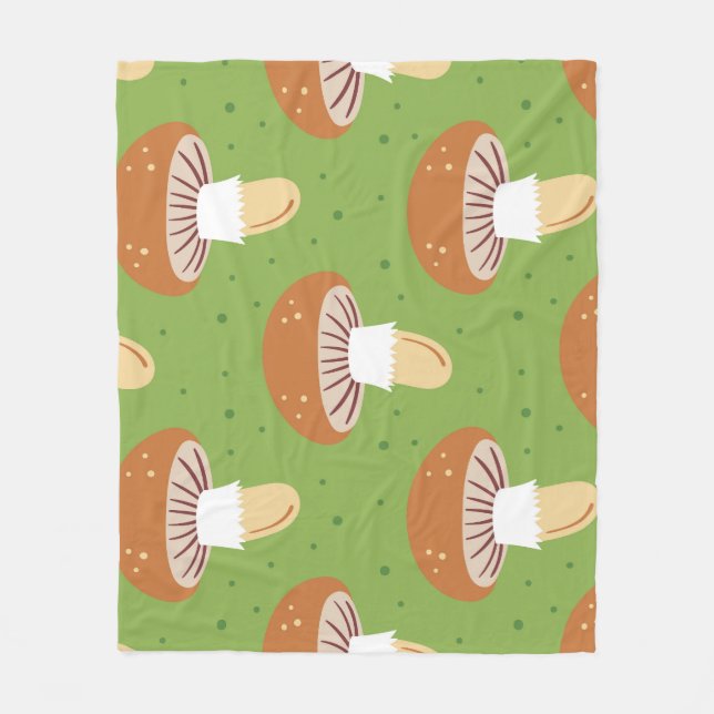 Höstsvampar: grönt sömlös mönster. fleecefilt (Framsidan)