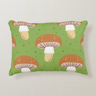 Höstsvampar: grönt sömlös mönster. prydnadskudde