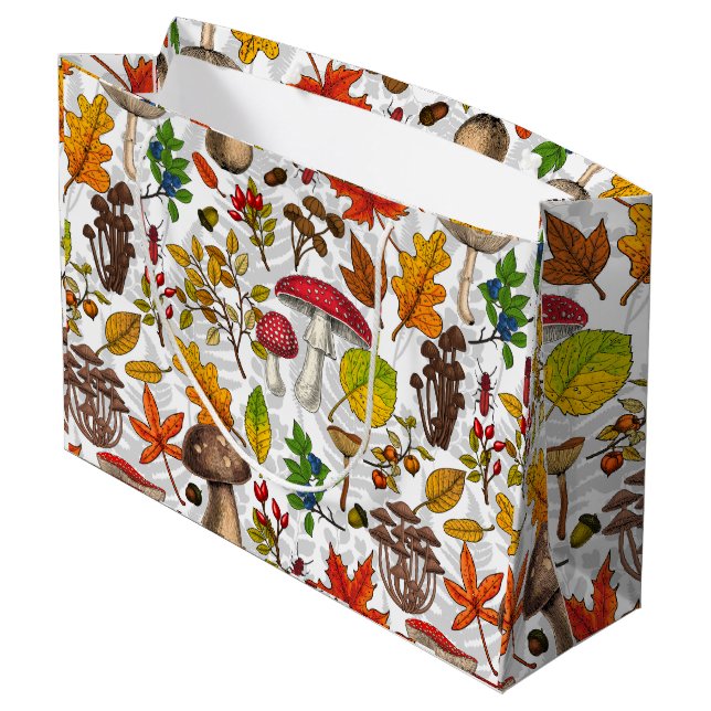 Höstsvampar, löv, nöt och bär på vete (Baksidan Vinklad)