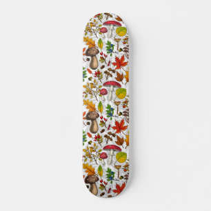 Höstsvampar, löv, nöt och bär på vete mini skateboard bräda 18,5 cm
