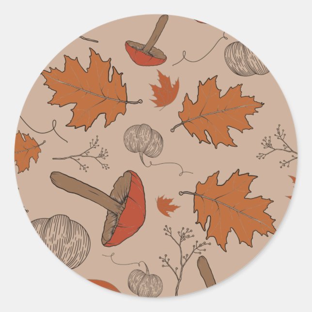 Höstsvampar  runt klistermärke (Framsida)