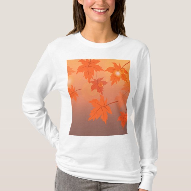 Höstsymbolen med mönstereffekten löv och båge t shirt (Framsida)
