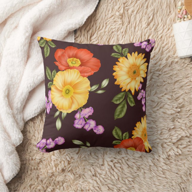 Höstsymfoni - Blomsterdesign Kudde (Filt)