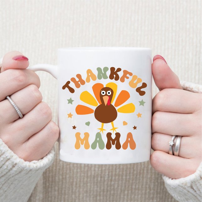 Hösttack för Mamma Thanksgivingen Cute Gobble Mugg (Autumn Thankful Mama Cute Gobble Thanksgiving Mug)