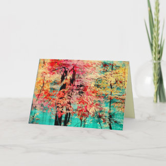 Hösttapestry, nedgånghälsningkort, träd kort