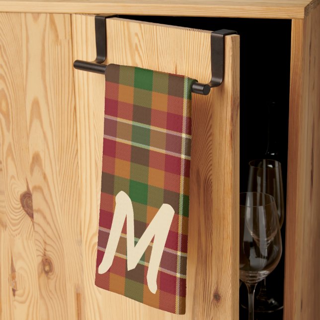 Hösttartansplaidmonogram Kökshandduk (Thirds Fold)