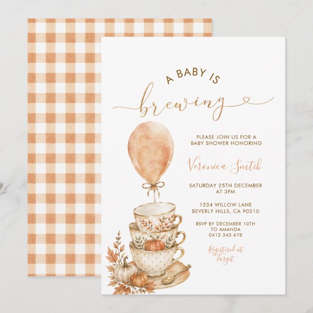 Höstte Baby väntar Baby Shower Pumpa Inbjudningar (Fram/baksida)