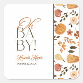 Hösttema Baby Shower  Fyrkantigt Klistermärke