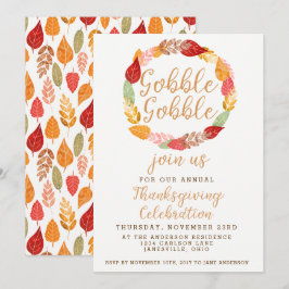Hösttema för Gobble Gobble Thanksgiving Inbjudningar