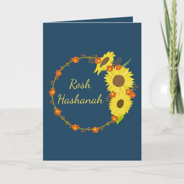 Hösttema Rosh Hashanah Sunflower Helgkort (Framsida)