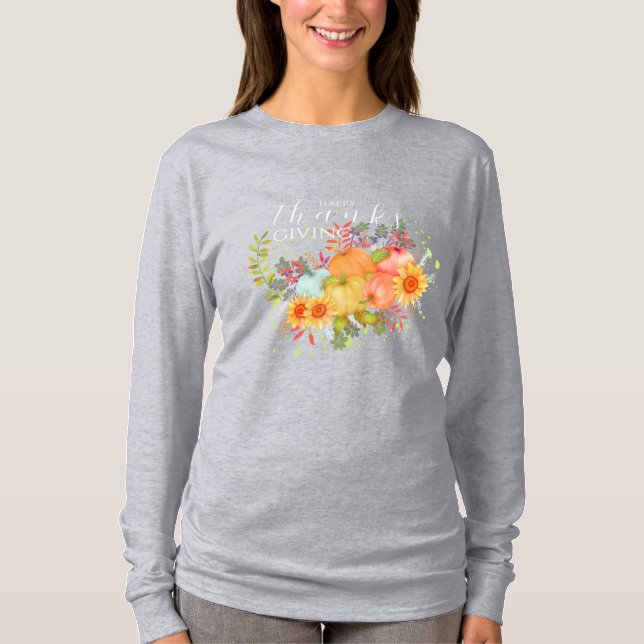 HöstThanksgiving Grått T Shirt (Framsida)