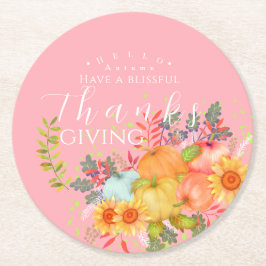 HöstThanksgivingens Rosa Underlägg Papper Rund