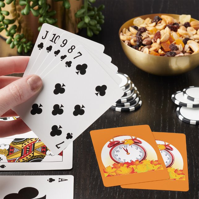 Hösttidändring Höst löv och Retro-klocka Casinokort (Skapare uppladdad)
