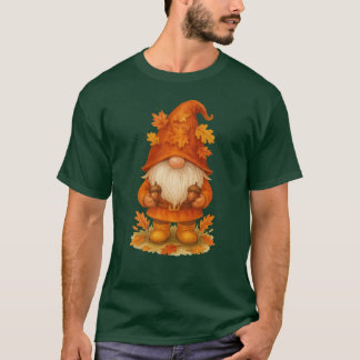 Hösttomte med ekollon och höstlöv mysiga hav t shirt
