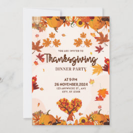 Hösttomte med pumpaljus hjärtträds konst inbjudningar