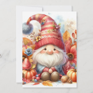 Hösttomte och blad vattenfärg kalligrafi text inbjudningar