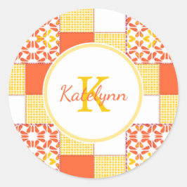 Hösttoner - Quilt Mönster Runt Klistermärke