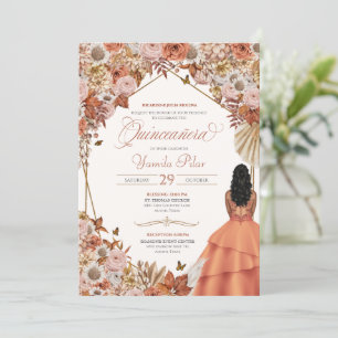 Hösttorkad Blommigt Höst löv Quinceanera Inbjudningar