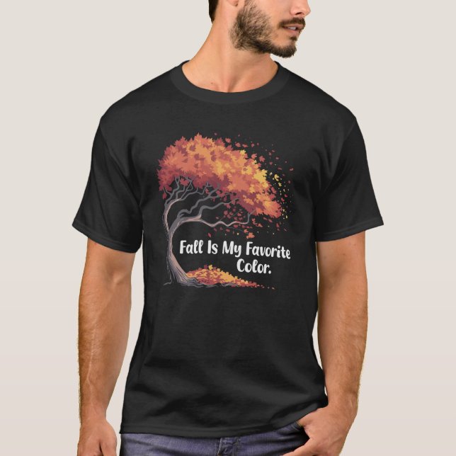 Höstträd Fallande löv Whimsical Höst T Shirt (Framsida)