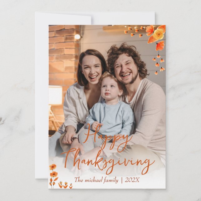 höstträd glad tackgivelse | Familjefoto Julkort (Framsida)