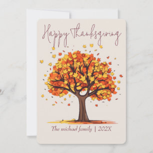 höstträd glad thanksgiving Familj och vänner Julkort