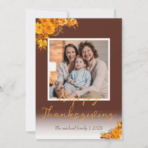 höstträd glad thanksgiving Familjefoto Julkort
