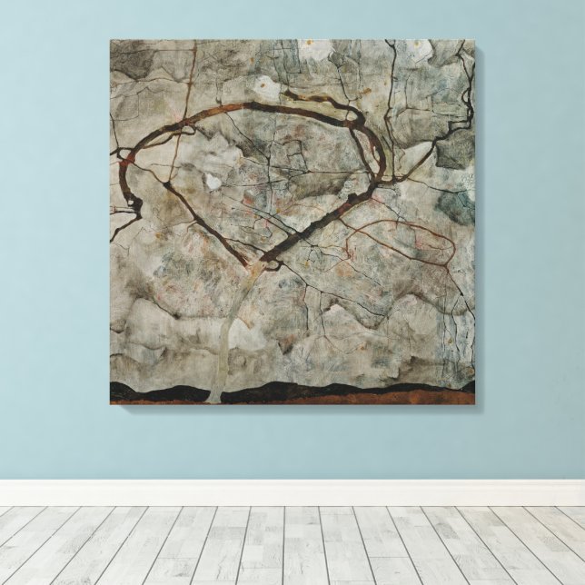 Höstträd i rörelse av Egon Schiele Canvastryck (Insitu (trägolv))