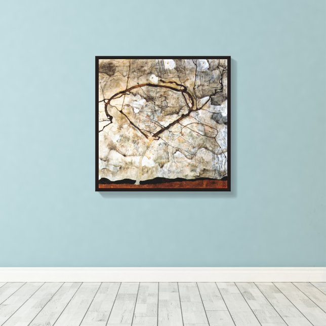 Höstträd i rörelse av Egon Schiele Canvastryck (Insitu (trägolv))