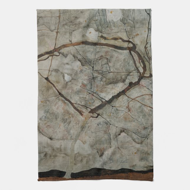 Höstträd i rörelse av Egon Schiele Kökshandduk (Vertikal)