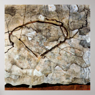 Höstträd i rörelse av Egon Schiele Poster