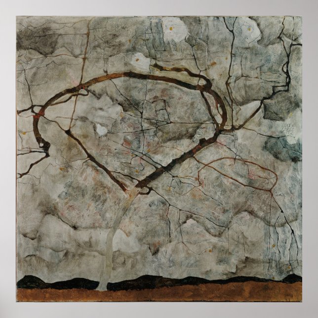 Höstträd i rörelse av Egon Schiele Poster (Framsidan)