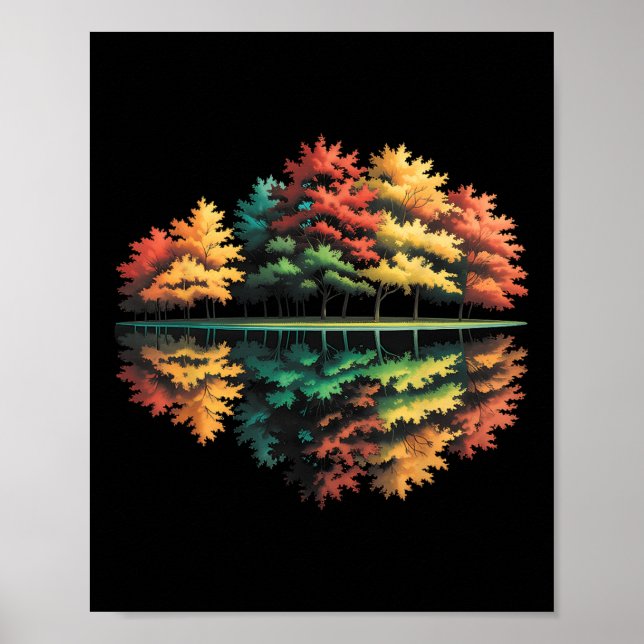 Höstträd Skogsreflektion Naturälskare Höst F Poster (Framsidan)