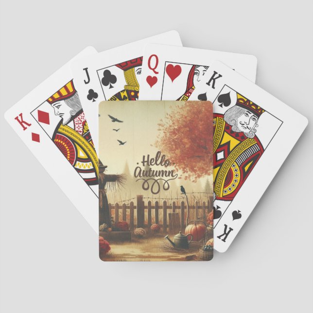 Höstträdgård och fågelskrämma casinokort (Baksidan)