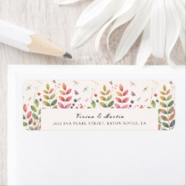 Höstträdgården med Dragonflies Bröllop Adress Returadress Etikett