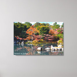 Höstträdgårdsdammtempel Japan Arashiyama Resa  Canvastryck