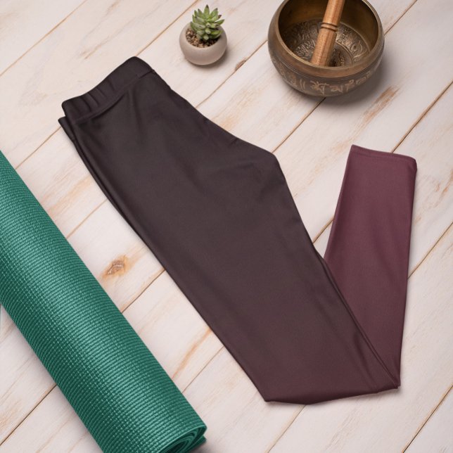 Hösttrend Färg Red Vin Ombre Leggings (Mockup 1 Dark Red Wine)