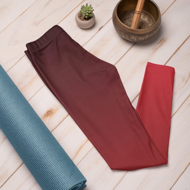 Hösttrend Färg Vibrant Red Ombre Leggings (Mockup 1 Vibrant Red)