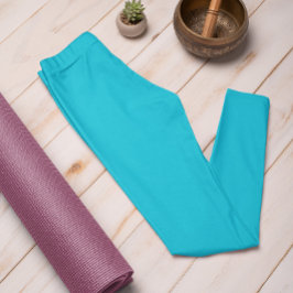 Hösttrend Färg Vivid Cyan Solid Leggings