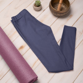 Hösttrendens Färg-marinblå solid Leggings